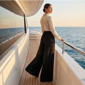 NWT Rumored Elegant Shoreside Trouser Black Wide-Leg Pants